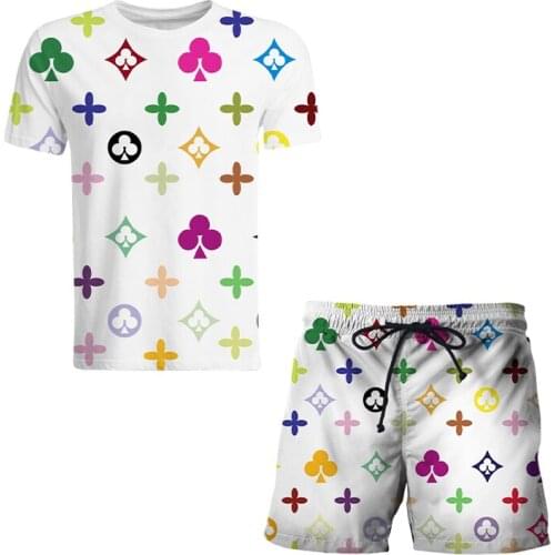 New Summer Male/female 3d Suit O-neck Short-sleeved Top + Shorts 2-piece Suit Street Cool Mens Sports Suit Fashion 3d Suit