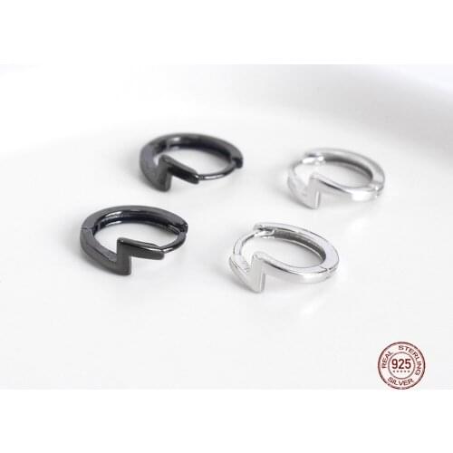 LKO 925 Sterling Silver Creative Lightning Letter L-Shape Circle Earrings Fashion For Women Party Jewelry Gifts Ornaments