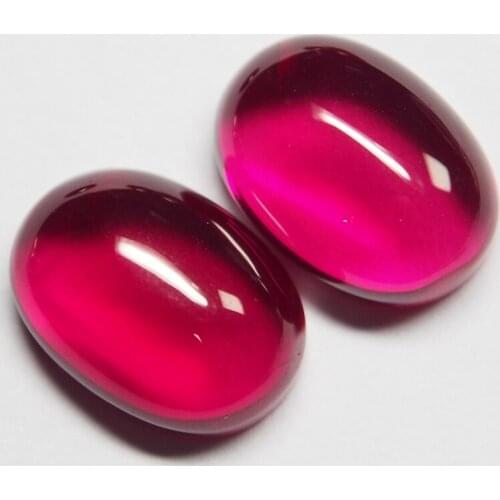 Meisidian Big Size 20x30mm Oval Flatback Cabochon Ruby Corundum Loose Gemstone