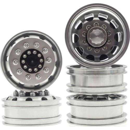 Alloy Metal Beadlock Front / Rear Wheel Rims Hubs for Tamiya 1/14 1:14 RC Tractor Trailer Cargo Truck Car Upgrade Parts