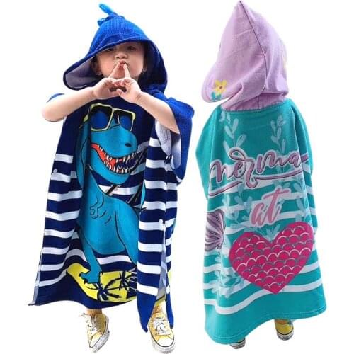 Lovely Cartoon Printed Children Cape Boys Girls Hooded Bathrobes Water Absorption Quick Drying Comfortable Skinkissing