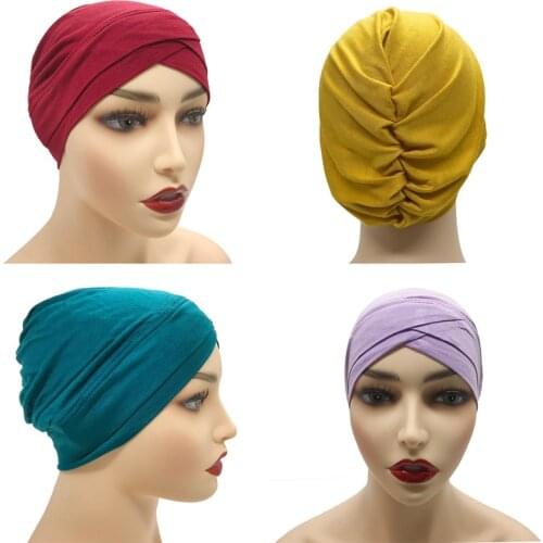 Muslim Forehead cross Jersey Bonnet Caps Under Scarf islamic Head Wraps for Women jersey Turban Hat turbante mujer inner caps