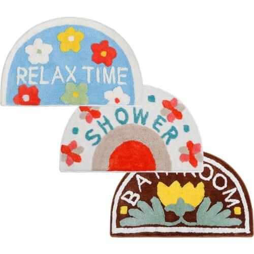 Non-slip Bathroom Mat 50x80cm Cute Floral Cartoon Tufted Floor Mats Korean Style Shower Room Door Carpet