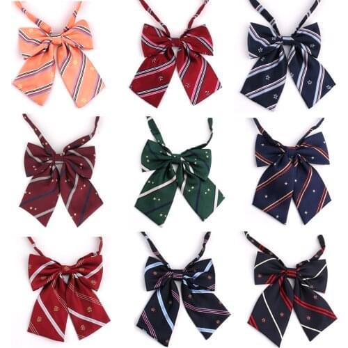 New Large Bowtie Oversize Bow tie For Women Uniform Collar Butterfly Ladies Bow knot Adult Stripe Bow Ties Cravats Girls Bowties
