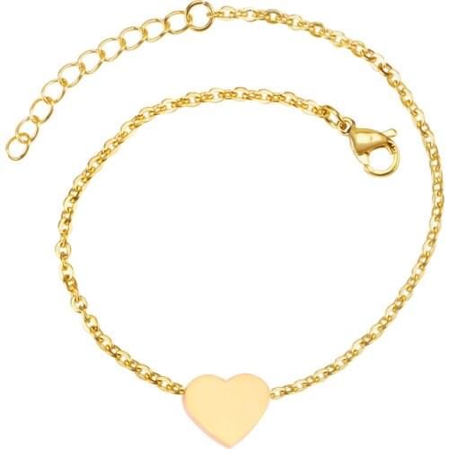 LUXUKISSKIDS Stainless Steel Heart Shape Anklet For Women/Girl Trendy Style Gold/Steel Color 20cm+5cm Adjustable Anklets Summer