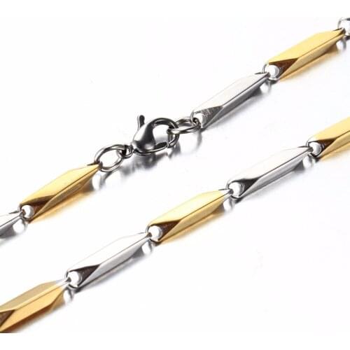 New Charming Hot Selling Mens Women Necklace Stainless Steel Mans Silver Color &Gold Color Stick Chain Necklace 2/3mm Width
