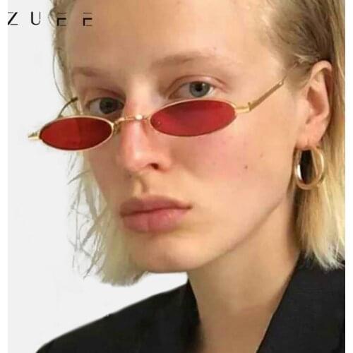 Retro Small Oval Sunglasses Ladies Retro Brand Design Black Red Metallic Sunglasses for Female Fashion Designers sunglasses men