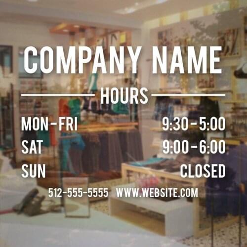 Personalized company name wall sticker business hours sticker store window sticker window sticker HL333
