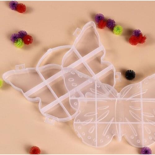 Butterfly Shape Compartment Plastic Storage Box Case Jewelry Bead Sundries Organizer Handle Container SN3417