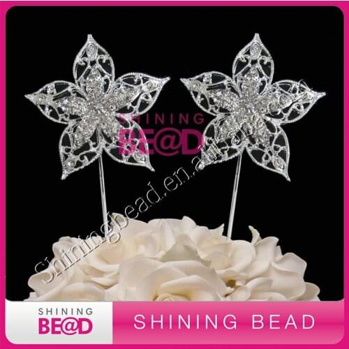 Clear rhinestone flower cake topper for wedding cake decor,free shipping,gem crystal flower rhinestone cake topper