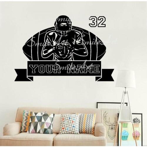 Drop Shipping Custom Name Football Vinyl Wallpaper Roll Furniture Decorative For Baby Kids Rooms Decor Mural Custom