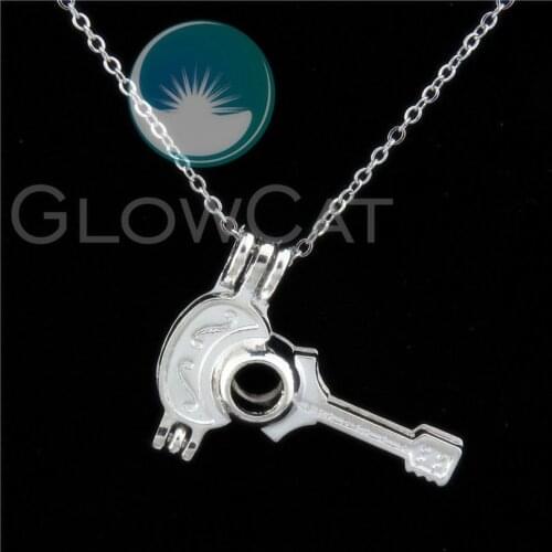 R-K8 Musical Locket Beads Cage Guitar Pendant Necklace Essential Oil Diffuser Trendy Jewelry