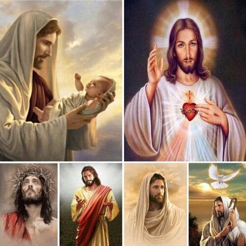 5D DIY Diamond Painting Religion Cross Stitch Kit Full Drill Square Embroidery Mosaic Jesus Christ Icon Rhinestones Wall Decor