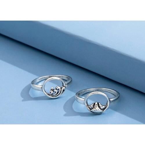 Sweet Sole Memory Romantic Vow Mountain Wave Rings Set Fashion Couple Rings Jewelry Gifts