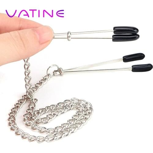 VATINE Nipple Clamps With Metal Chain Breast Labia Clips Adjustable Sex Toys For Couple Adult Game Adult Products