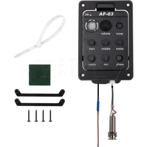 Yibuy Black 301 Acoustic Guitar Tuner Preamp Pickups with Tone &Volume Control