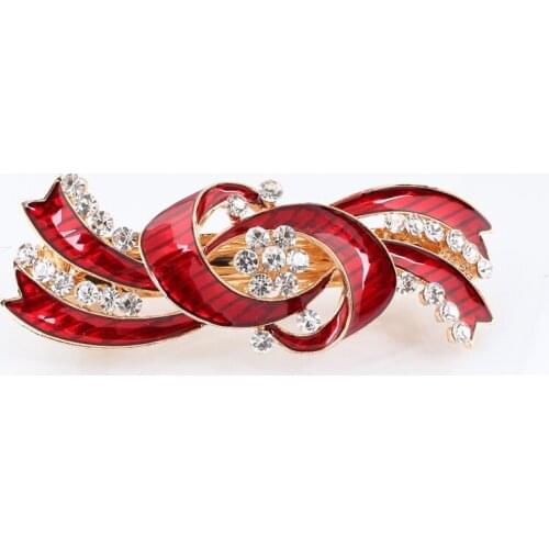 Cravat Flower Crystal epoxy Hair clips Hairpin women jewelry Christmas gift Golden plated alloy barrettes