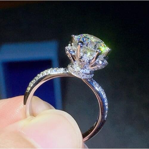 Vecalon Elegant Female Flower Ring 925 Sterling silver 3ct AAAAA cz Engagement wedding band Rings For Women Bridal Accessories