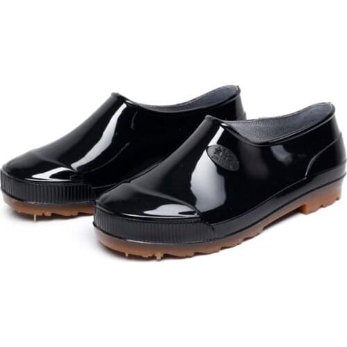 Winter Fashion Men Rain Boots PVC Non-slip Rubber Shoes Waterproof Wear-resistant Work Water Shoes Casual Man Shallow Rainboots