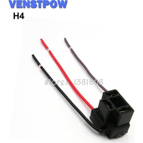 1PC Car H4 Headlight Bakelite Bulb Holder Fog Lamp Socket with 11.50cm Wire