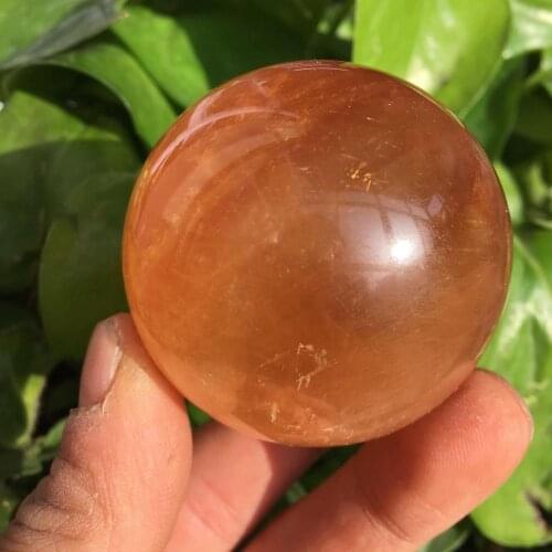 50-55MM+ Natural Citrine Calcite Quartz Crystal Sphere Ball Healing Gemston