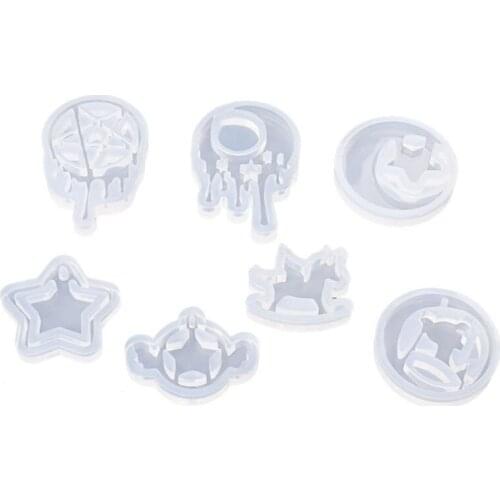 7Pc Handmade Crying Moon Star Toy Horse Resin Pendant Mold Magic Circle Epoxy Resin Mould Jewelry Making Tools Art Craft W0YA