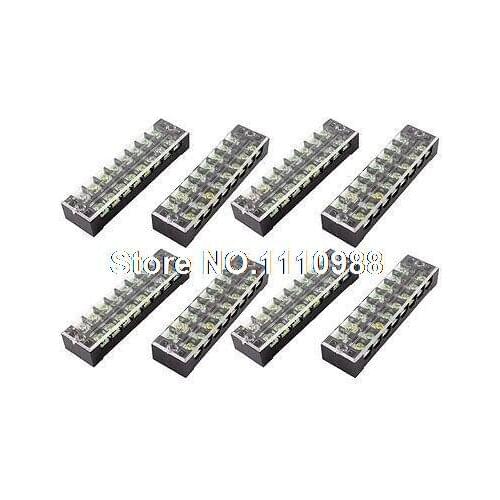 8 Pcs Dual Row 8P Screw Barrier Terminal Block Strip Connector 600V 25A