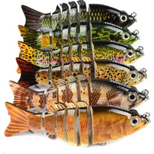 90mm/11g Wobbler Lifelike Seawater Striped 5 Jointed Fishing Lures Bass Hard Bait Swimbait Pesca 6# Hook Fishing Isca Lure