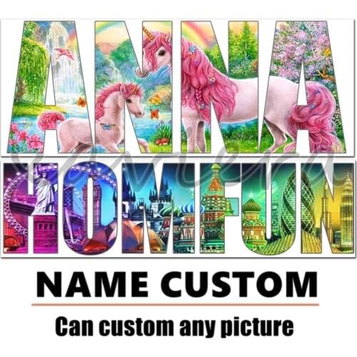 Name Custom Photo Cartoon Animal Landscape Diy 5D Diamond Painting Cross Stitch Full Circle Diamond Embroidery Home Decoration