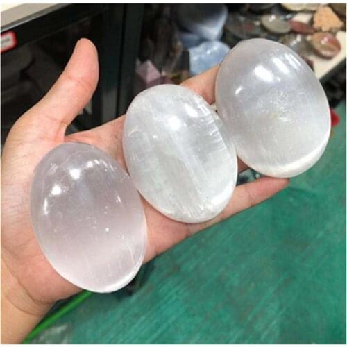 White Selenite Palm Stone Crystals Healing Reiki For Home Decoration