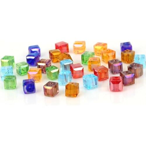 20pcs/lot 8mm Multi Color Square Shape Bicone Austria Crystal Beads Glass Beads Loose Spacer Beads For DIY Jewelry Making