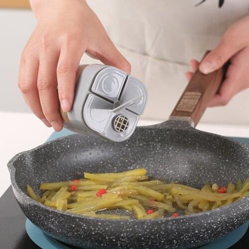 Four In One flap Seasoning can Kitchen Organizer Storage Boxes Seasoning Jar Transparent Sugar Salt Bottle Kitchen Accessories