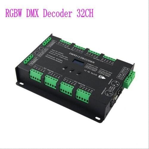DC5-24V CCT/RGB RGBW DMX Decoder 32CH RJ45 8ports x 4CH High Power Constant Voltage DMX512 Output
