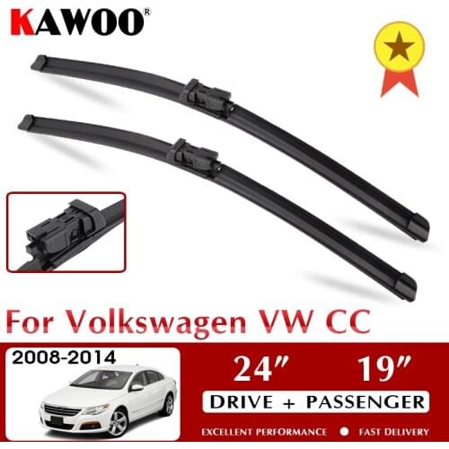 KAWOO Car Wiper Blade 24" + 19" For Volkswagen Passat CC 2008 2009 2010 2011 2012 2013 2014 Auto Rubber Windcreen Wipers Blades
