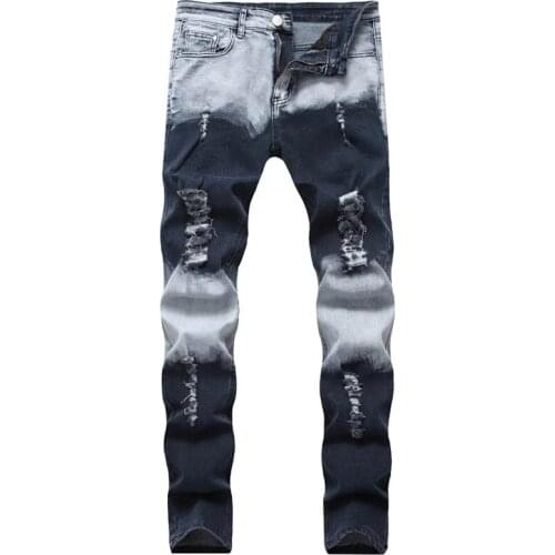 New Fashion Dye Jeans Homme Casual Slim Fit Denim Pants Plus Size 42 Biker Hip Hop Skinny Jeans Men