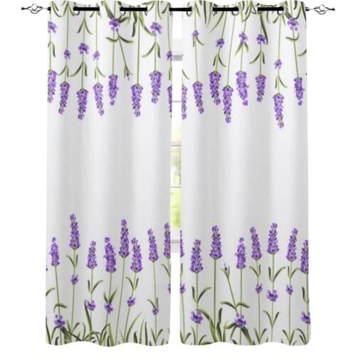 Purple Lavender Flowers Window Curtains for Living Room Luxury Kitchen Bedroom Drapes Home Decor Backdrop Curtain