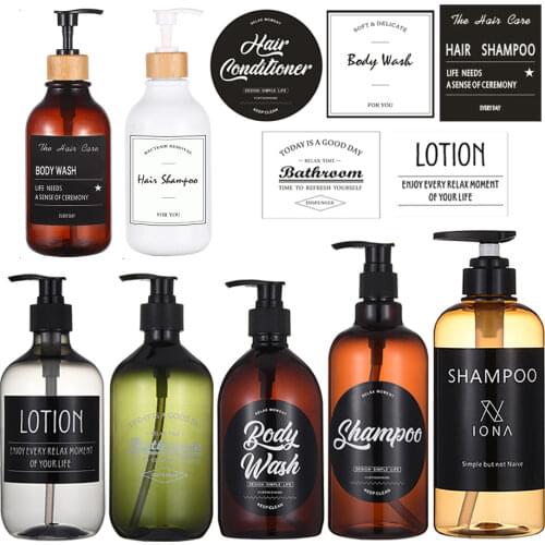 Bathroom Shampoo Shower Gel Bottles Refillable Soap Dispenser Plastic Pressing Lotion Bottle 500ml//16.9oz