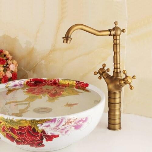 Bronze Color Brass Material Deck Mounted Cold & Hot Water of Above Basin Faucet and Down Basin Faucet