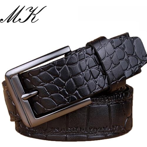 Maikun Belts for Men Crocodile Skin Printed Male Belt High Quality Designer Belts for Business