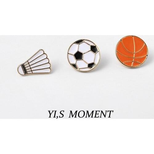 Football basketball badminton series small Brooch Cute Japanese metal badge pin bag decoration