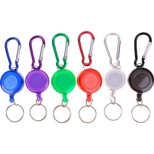 Mulitifunctional Multicolor Badge Reel Retractable Keychain Ski Pass ID Card Holder Keyring Key Chain Steel Cord
