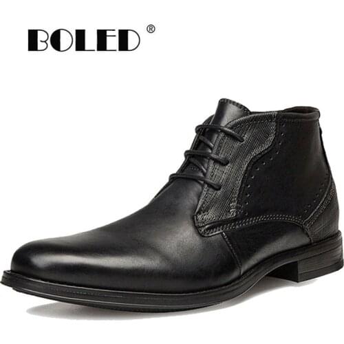 Vintage Style Natural Leather Men Boots Outdoor Autumn Boots Shoes Lace-Up Rubber Sole Working Boots Shoes Zapatos Hombre