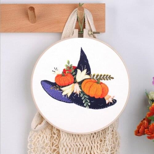 Embroidery Kit Halloween Embroidery Designs Embroidery Hoop Embroidery Threads Contains Materials and Tool DIY Kit Craft Gift(B)