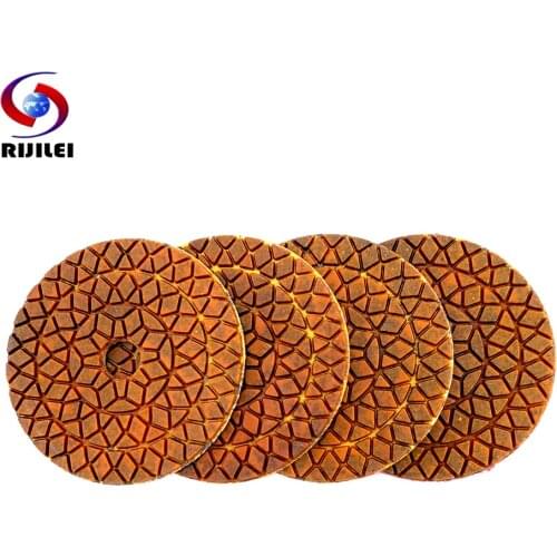 RIJILEI 4PCS 4 Inch Super Wet Diamond Polishing Pads Longer Life Diamond Copper Polishing Pad For Granite Marble Grinding Discs