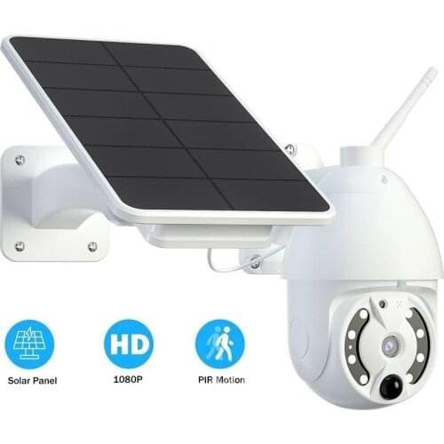 Outdoor PTZ Camera WiFi Solar Battery Security Camera Wireless Solar Panle Power Surveillance Video 1080P HD 2-Way Audio Alarm