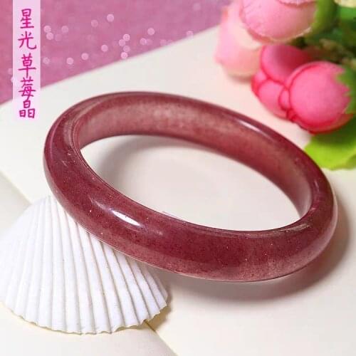 Red Natural Red Ice Strawberry Quartz Gemstone Fashion Crystal Woman Bangles Inner Diameter 62mm 60mm 58mm 55mm 54mm AAAAAA