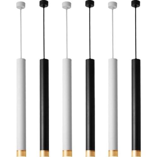 Nordic Long Tube Pendant Lights Hanging Kitchen Light White Black Home Dining Room Lighting Lights 3W 10W