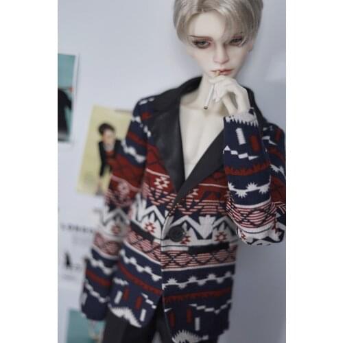 BJD doll clothing is suitable for 1/3 1/4 size MSD red and blue linen blazer doll accessories with national style pattern