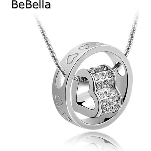 BeBella heart in circle pendant necklace Made with Czech crystals for bride wedding necklace jewelry women jewelry gift