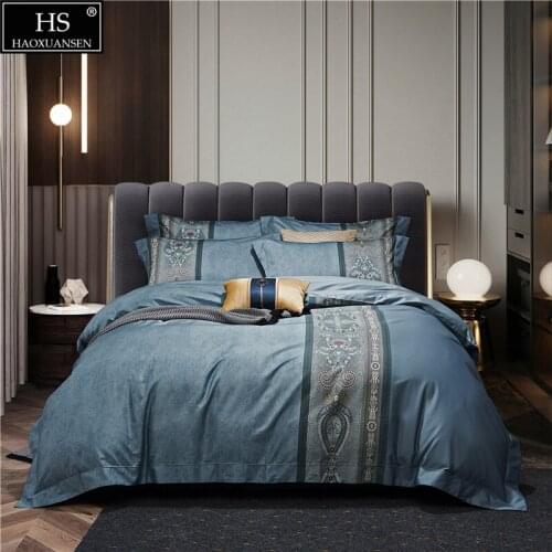 Elegant and Simple PaisleyPattern 4Pieces Bedding Sets Digital Printing Bed Sheets Pillowcase Duvet Cover Queen King Size 650TC